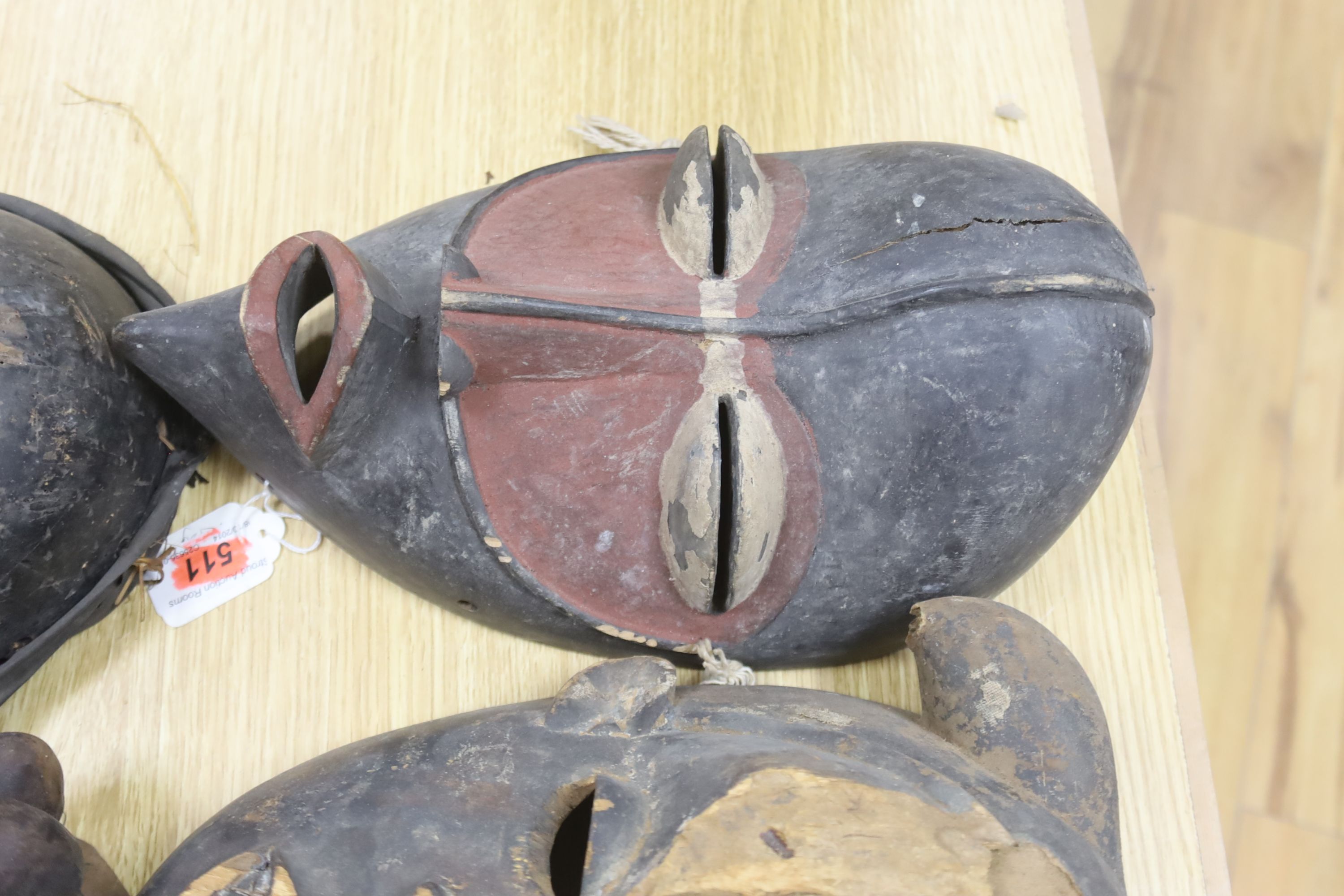 Four Central African masks, 20th century